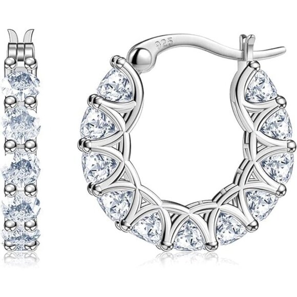 Jewelry - Women's 14K Gold Plated 925 Sterling Silver Cubic Zirconia Hoop Dainty Earrings